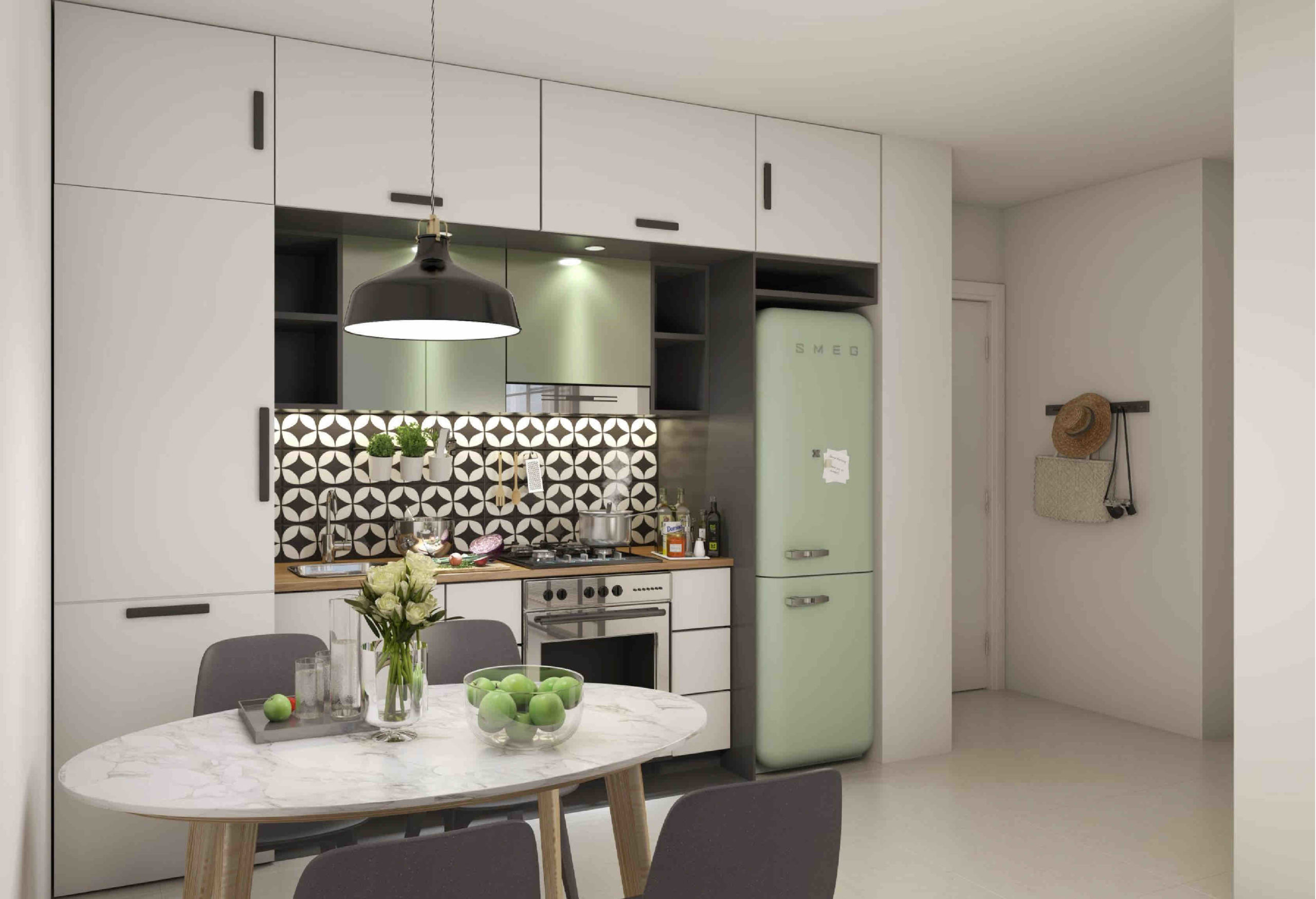 Dubai Hills Estate - Collective 2.0, вид на кухню в здании