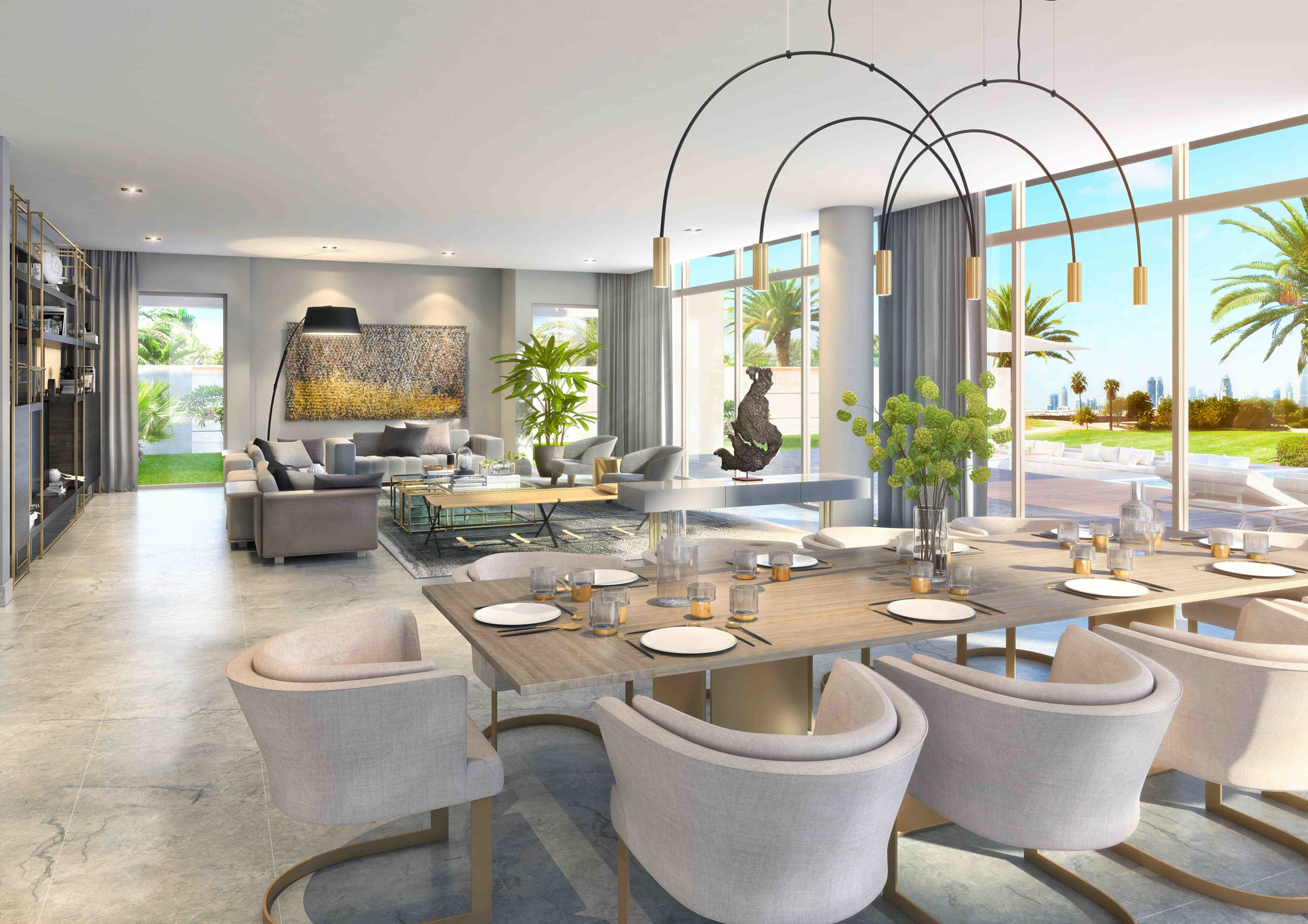 Виллы Golf Place II в Dubai Hills Estate - Гостиная