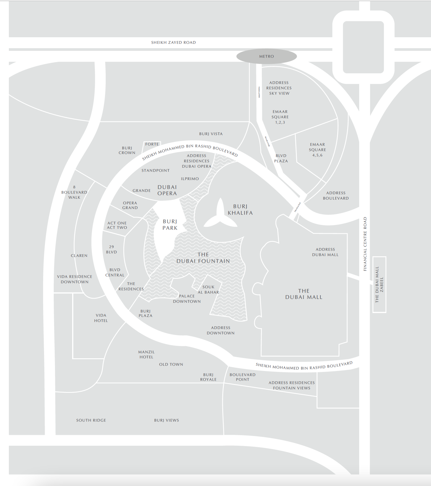 Карта Downtown Dubai